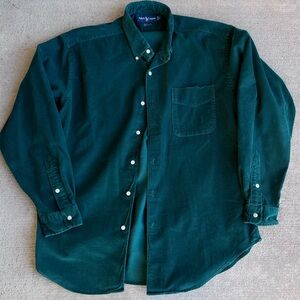 Polo Ralph Lauren forest green corduroy long sleeve button down shirt top